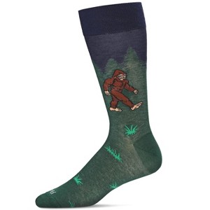Memoi Men's Bigfoot is Real Bamboo Blend Novelty Crew Sock Navy 10-13 - 1 of 4