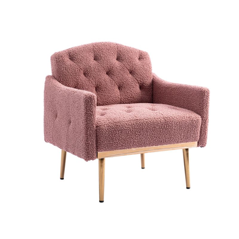 Modern Upholstered Accent Armchair with Tufted Backrest and Rose Golden Feet-ModernLuxe, 5 of 12