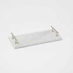 14" x 6" Marble Serving Tray with Metal Handles White - Threshold™