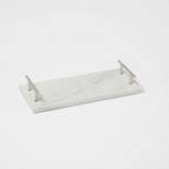 14" x 6" Marble Serving Tray with Metal Handles White - Threshold™