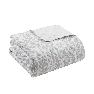 VCNY 3pc King Tufted Boho Abstract Floral Reversible Quilt Set Gray — фото 3
