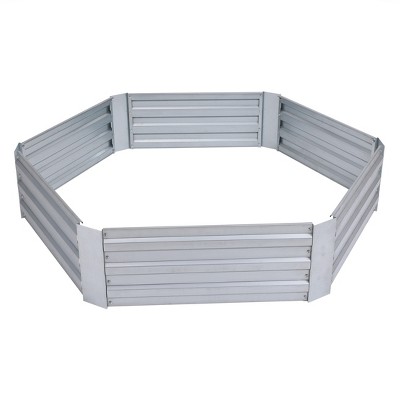 LuxenHome Galvanized Steel Hexagon Raised Garden Bed Planter Silver