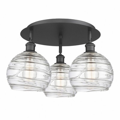 Athens Deco Swirl - 3 Light Flush Mount In Industrial Style-10.38 Inches Tall and 19.75 Inches Wide