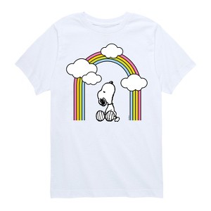 Boys' - Peanuts - Snoopy Looking Up Rainbow Short Sleeve Graphic T-Shirt - 1 of 4