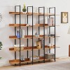 5 Tier Bookcase Home Office Open Bookshelf, Vintage Industrial Style Shelf, MDF Board, Black Metal Frame, Brown - 2 of 4