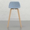 PAGED Bar Stools Set of 2, Modern Wooden Linen Fabric Counter Height Bar Chair with Curved Back for Bar, Kitchen, Dining Room - 2 of 4