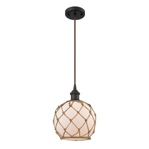 Farmhouse Rope - 1 Light Cord Hung Mini Pendant In Industrial Style-10 Inches Tall and 8 Inches Wide - 1 of 1