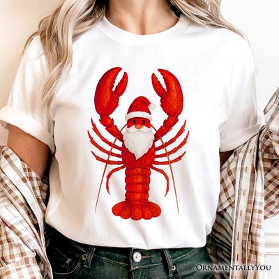 Santa Claws Lobster T-Shirt, Funny Pun Coastal Christmas Holiday Tee White 3XL