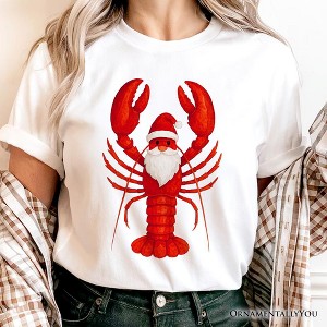 Santa Claws Lobster T-Shirt, Funny Pun Coastal Christmas Holiday Tee White XS - 1 of 4