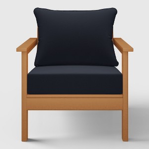 WestinTrends Avalon Teak Outdoor Modern HDPE Patio Club Chair with Deep Seat Cushions - 1 of 4