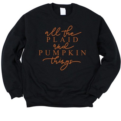 Simply Sage Market Women's All The Plaid And Pumpkin Things Gildan Sweatshirt