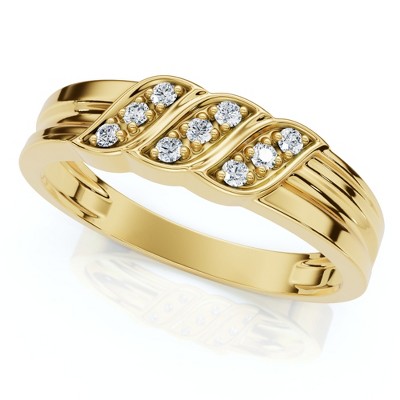 Pompeii3 Men's Diamond Ring 14k Gold Wedding Ring 9-Stone Lab Created