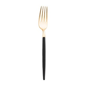 Smarty Had A Party Gold w/ Black Handle Moderno Plastic Dinner Forks - 240 pcs - 1 of 4