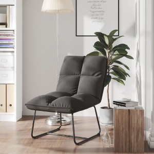 VidaXL Leisure Chair with Metal Frame Dark Gray Velvet - 1 of 4
