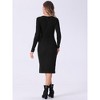 INSPIRE CHIC Women's Wrap V Neck Long Sleeve Tie Waist Sheath Casual Midi Dress - 4 of 4