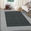 Modern Washable Geometric Bordered Area Rugs, Soft Non Slip Dinning Room Carpet for Bedroom Living Room - 3 of 4