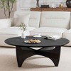 Lirago Round Wood Coffee Table with Batman Crossed Legs 38x38 Black - 4 of 4