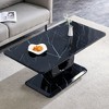 KIGFTSOD Modern Minimalist MDF Pattern Sticker Rectangular Coffee Table, Faux Marble Top Coffee Table - 3 of 4