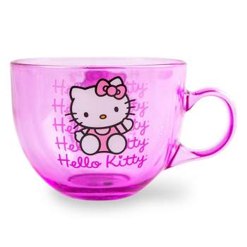 Silver Buffalo Sanrio Hello Kitty Pink Glass Mug | Holds 16 Ounces