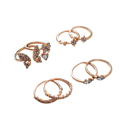 SOHI Women's Gold Butterfly Multi-Layer Ring