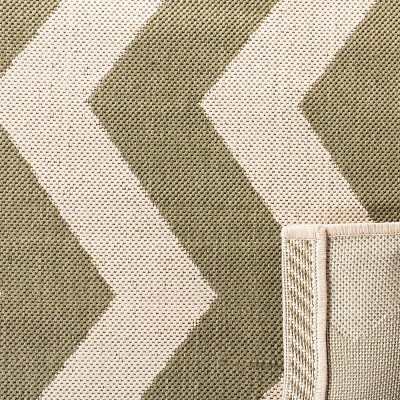 Green and Beige Chevron Square Indoor/Outdoor Rug