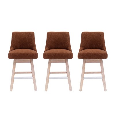 Rust Orange Upholstered Swivel Counter Height Bar Stools Set of 3
