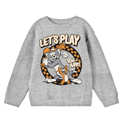 Tom & Jerry Let's Play Crew Neck Long Sleeve Athletic Heather Boy's  Sweatshirt-Large