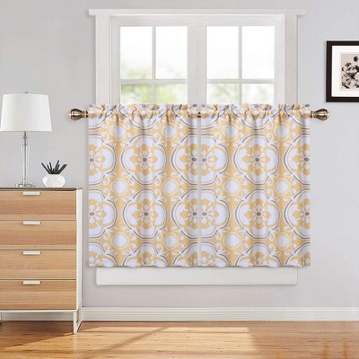 Medallion Design Floral Printed Kitchen Curtains