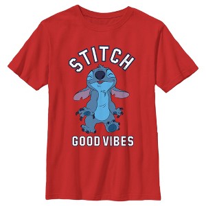 Boy's Lilo & Stitch Good Vibes Happy Stitch T-Shirt - 1 of 4