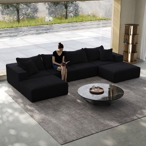 162" Oversized Chenille Upholstered Modular Sectional Sofa, Cloud Couch Set with 6 Pillows, No Assembly, Free Combination - 1 of 4