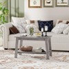 Coolmee 2 Tier Coffee Table, Rustic Wood Living Room Tables with Open Rectangular Storage Compartment, Coffee Tables for Living Room, Home Office - 3 of 4