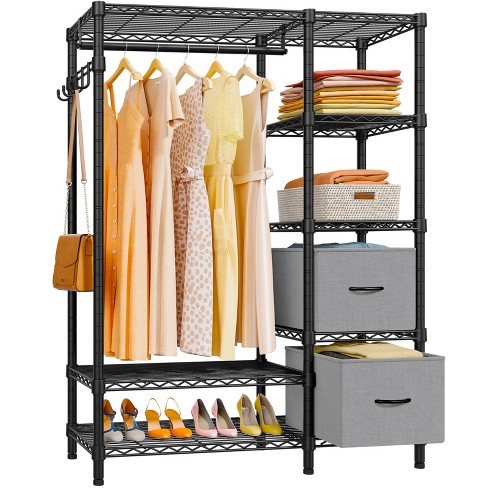 Vipek V7 Wire Garment Rack Heavy Duty Clothes Rack With 2 Fabric