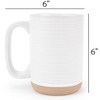 Elanze Designs Tall Ribbed Raw Clay Bottom White 16 ounce Ceramic Coffee Mugs Set of 4 - 4 of 4