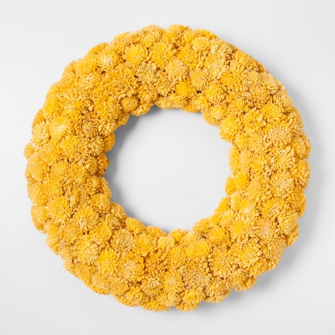 21 2 Sola Wood Flower Wreath Yellow Smith Hawken Target