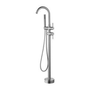 Cobbe Floor Standing Bathtub Faucet Vertical Bathtub Faucet with Handheld Shower and Tub Spout Brushed Nickel - 1 of 4