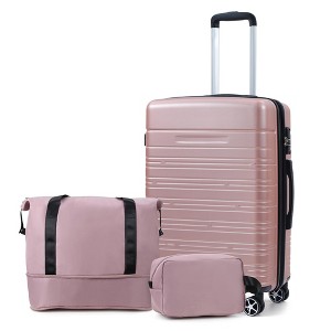 GustoWave 3 Piece Luggage Set with Carry on Bag, Suitcase Set with Duffel Bag Spinner Wheels, Hardside Carry on Suitcase Sets with TSA Lock - 1 of 4