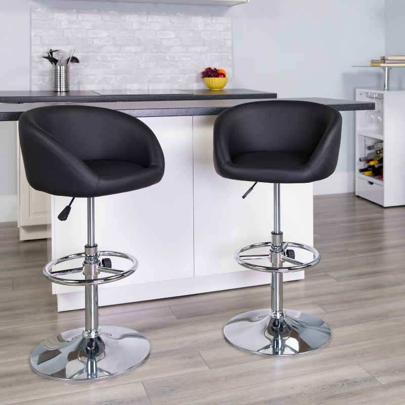 Flash Furniture Contemporary Adjustable Height Barstool with Barrel Back and Chrome Base, 3 of 12