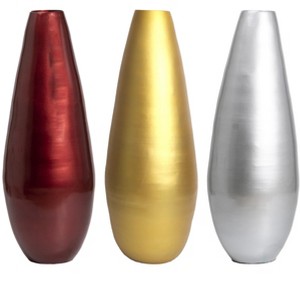 Uniquewise 31.5" Spun Bamboo Tall Floor Vase - Sleek Metallic Finish, Elegant Home Decoration, Modern Accent Piece, Living Room Decor, Handcrafted Art - 1 of 4