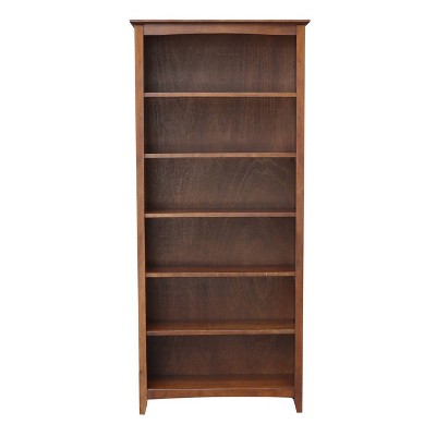 Espresso Adjustable Solid Wood Shaker Bookshelf