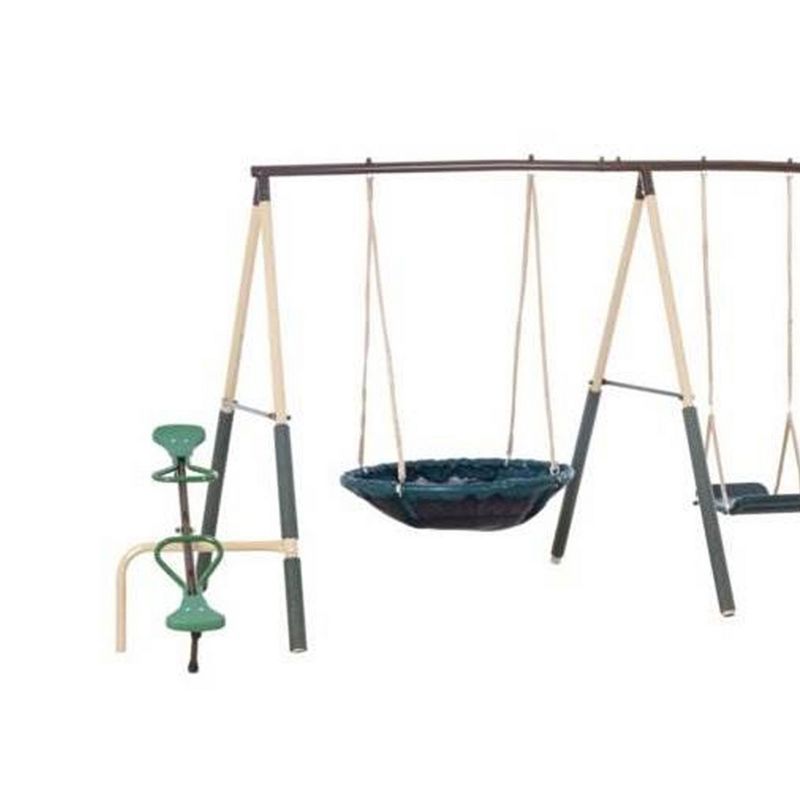 XDP Recreation Deerfield Swing Set,10 Child Capacity Backyard Playground w/ Slide, See-Saw, Trapeze Swing, Fun-Glidr, Swing Seat, & Stand N Swing, 2 of 7