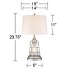 Franklin Iron Works Fisher Coastal Table Lamp 28 3/4" Tall Galvanized Metal Cage with Nightlight LED Drum Shade for Bedroom Living Room Bedside House - 4 of 4