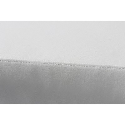 Modern White 48" Faux Leather Bench with Chrome Metal Frame