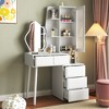 Gulches Vanity Desk with Mirror and Lights, Makeup Vanity Mirror with Lights,Dressing Table with 5 Drawers, Dressing Table Cabinet with glass door - 2 of 4