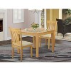 Boho Dining Set - 3 Piece Kitchen Table & Chairs - Square Table, Linen Upholstered Chairs, Oak Finish - 2 of 4