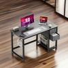 ROOMTEC Modern Home Office Writing Desk, Simple Style Office Table with 2-Tier Drawers and Bottom Storage Shelf - 3 of 4