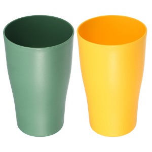 Unique Bargains Bathroom Toothbrush Tumblers PP Cup for Bathroom Kitchen Color Yellow Green 4.92''x3.03'' 2pcs - 1 of 4