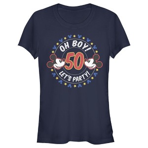 Juniors Womens Mickey & Friends Oh Boy Let’s Party T-Shirt - 1 of 4