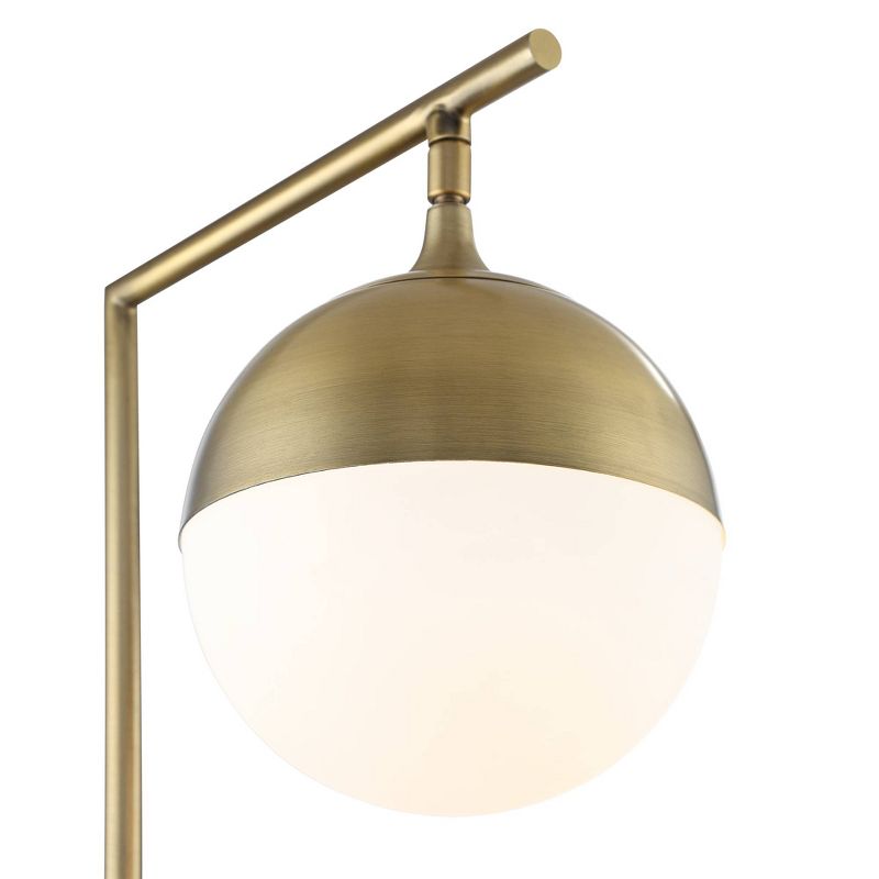 Possini Euro Design Luna Mid Century Desk Table Lamp 26 1/2" High Brass Metal with USB Charging Port Opal Glass Shade for Bedroom Living Room Bedside, 3 of 10