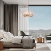 LNC Azfenro 6-Light 27'' Modern Wagon Wheel Large Chandelier, Polished Gold with Texture Glass - 4 of 4