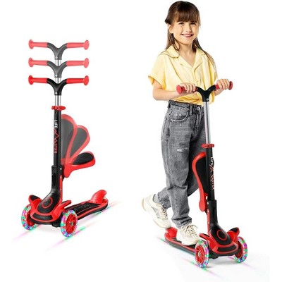 Lifemaster Kids Scooter – Foldable Seat – LED Wheel Lights Illuminate When Rolling – Children and Toddler 3 Wheel Kick Scooter